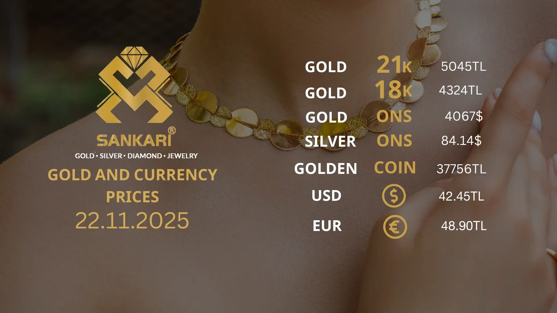 Gold Price Today in Turkey, Saturday 22 November 2025 – Latest Gold & Currency Updates