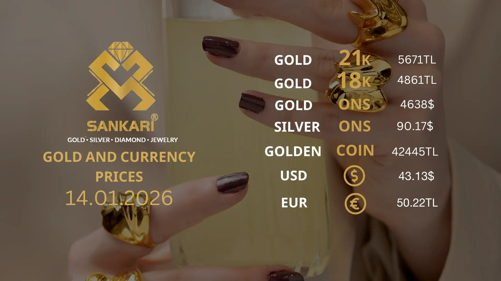 Gold Price Today in Turkey, Wednesday 14 January 2026 – Latest Gold & Currency Updates
