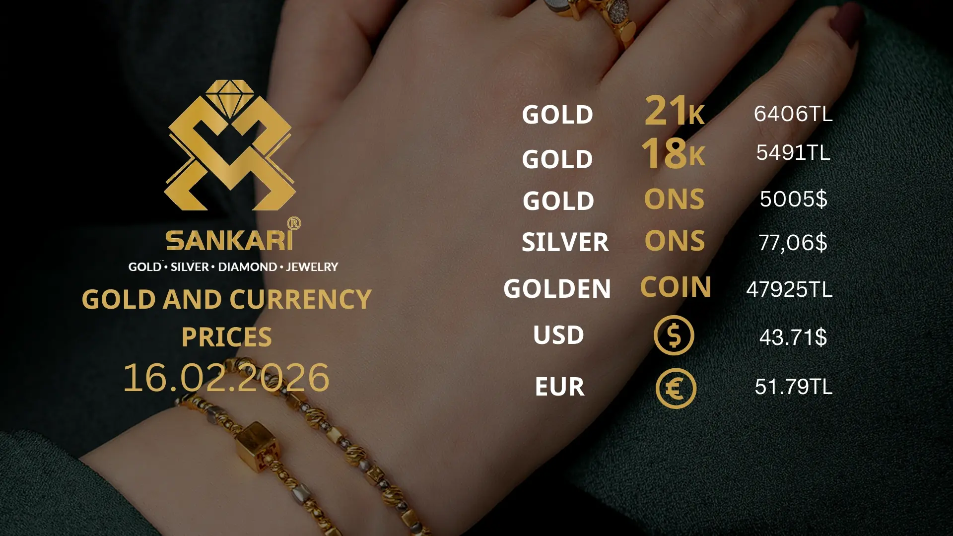 Gold Price Today in Turkey,Monday 16 February 2026 – Latest Gold & Currency Updates