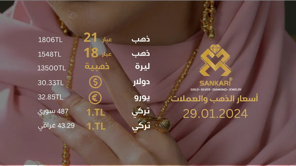 سعر الذهب في تركيا 29-01-2025 - سعر الليرة التركية امام الدولار اليوم