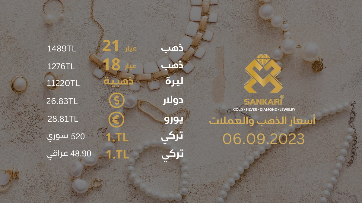 سعر غرام الذهب اليوم الاربعاء 06-09-2025 - سعر الليرة اليوم